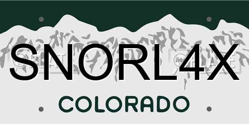 SNORL4X Colorado License Plate