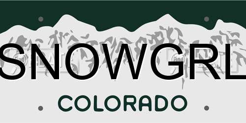 SNOWGRL Colorado License Plate