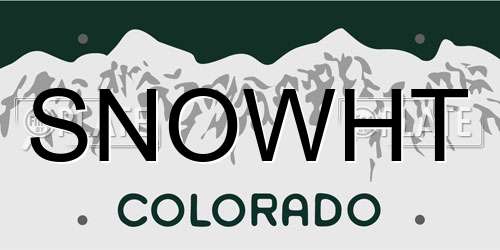 SNOWHT Colorado License Plate