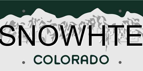 SNOWHTE Colorado License Plate