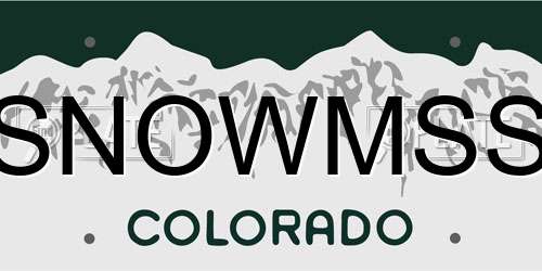 SNOWMSS Colorado License Plate
