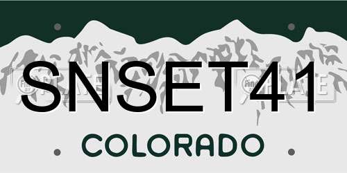 SNSET41 Colorado License Plate