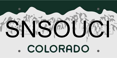 SNSOUCI Colorado License Plate