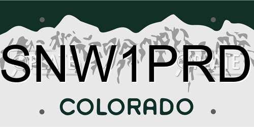SNW1PRD Colorado License Plate