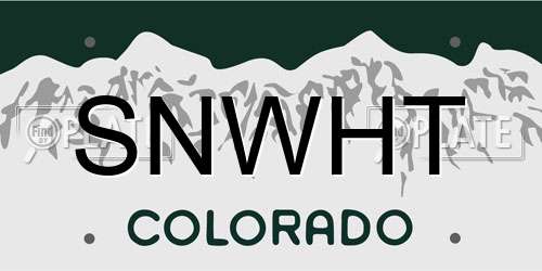 SNWHT Colorado License Plate