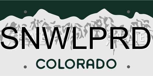 SNWLPRD Colorado License Plate