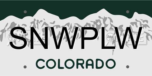 SNWPLW Colorado License Plate
