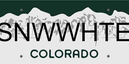 SNWWHTE Colorado License Plate