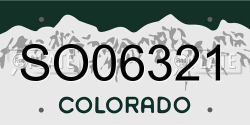 SO06321 Colorado License Plate