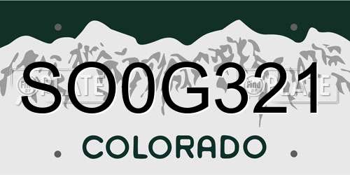SO0G321 Colorado License Plate