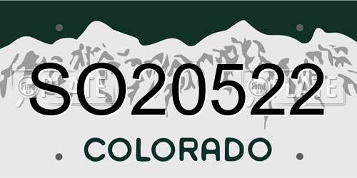 SO20522 Colorado License Plate