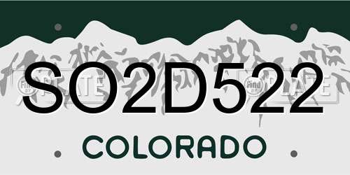 SO2D522 Colorado License Plate