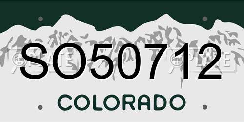 SO50712 Colorado License Plate