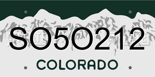 SO5O212 Colorado License Plate