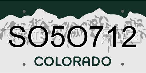SO5O712 Colorado License Plate