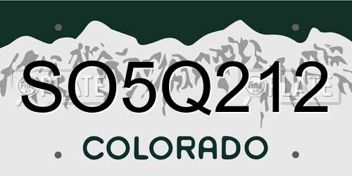 SO5Q212 Colorado License Plate