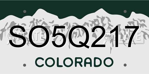 SO5Q217 Colorado License Plate
