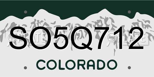 SO5Q712 Colorado License Plate