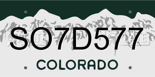 SO7D577 Colorado License Plate