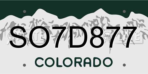 SO7D877 Colorado License Plate