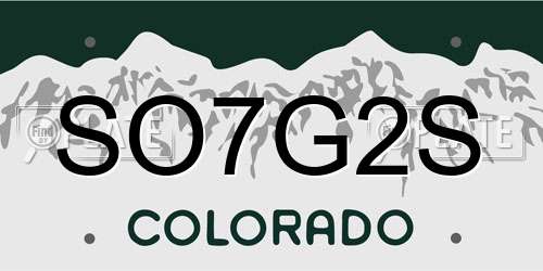 SO7G2S Colorado License Plate