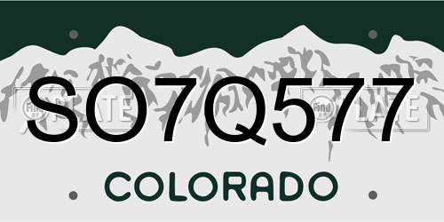 SO7Q577 Colorado License Plate