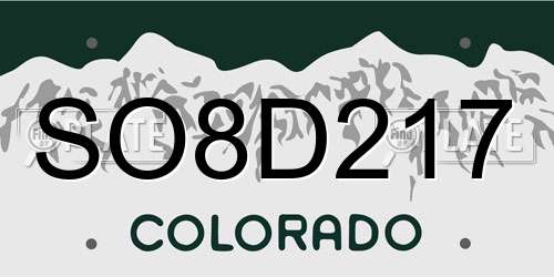 SO8D217 Colorado License Plate