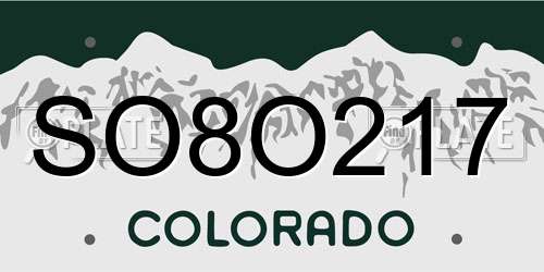 SO8O217 Colorado License Plate