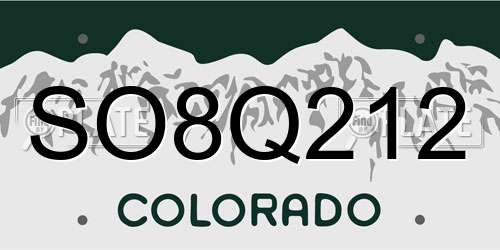SO8Q212 Colorado License Plate