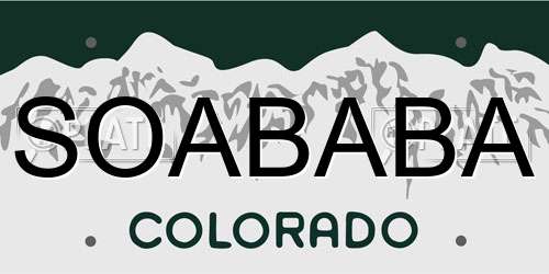 SOABABA Colorado License Plate