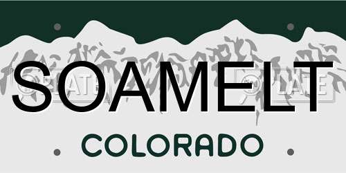 SOAMELT Colorado License Plate