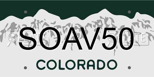 SOAV50 Colorado License Plate