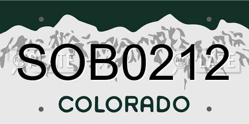SOB0212 Colorado License Plate