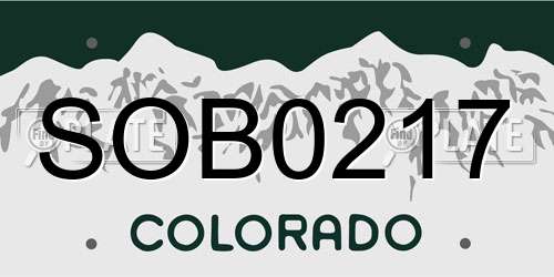 SOB0217 Colorado License Plate