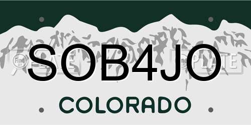 SOB4JO Colorado License Plate