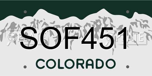 SOF451 Colorado License Plate
