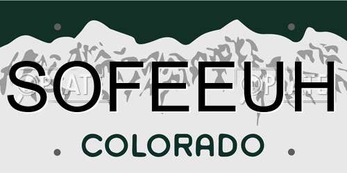SOFEEUH Colorado License Plate