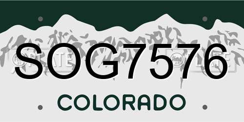 SOG7576 Colorado License Plate
