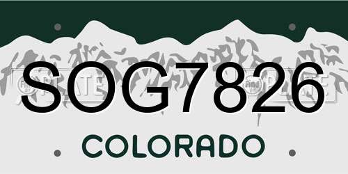 SOG7826 Colorado License Plate