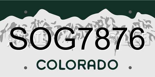 SOG7876 Colorado License Plate