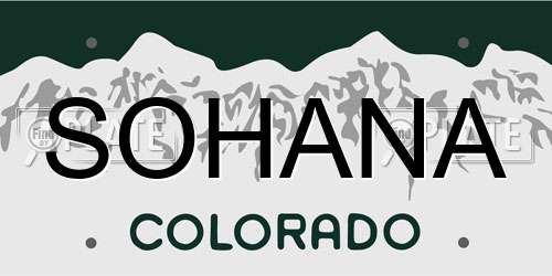 SOHANA Colorado License Plate
