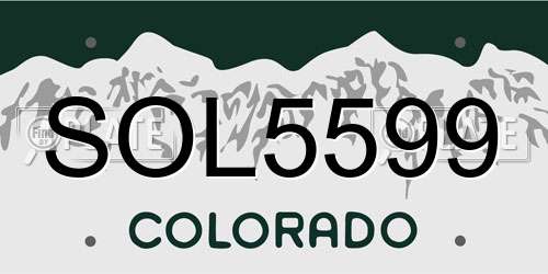 SOL5599 Colorado License Plate