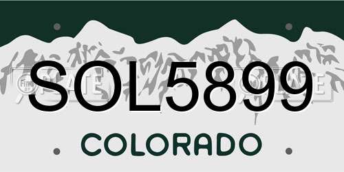 SOL5899 Colorado License Plate