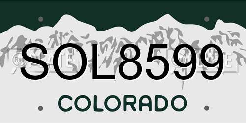 SOL8599 Colorado License Plate