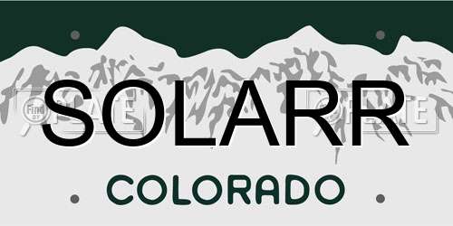 SOLARR Colorado License Plate