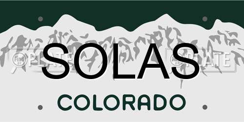 SOLAS Colorado License Plate