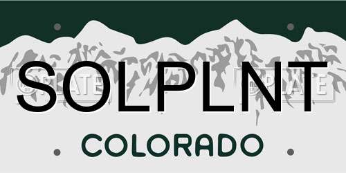 SOLPLNT Colorado License Plate