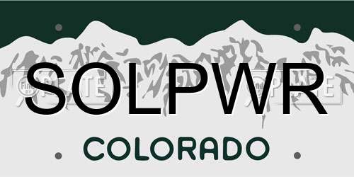SOLPWR Colorado License Plate