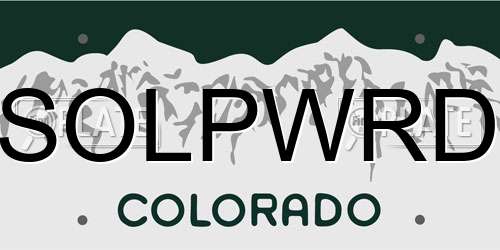 SOLPWRD Colorado License Plate