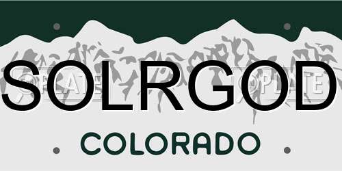 SOLRGOD Colorado License Plate